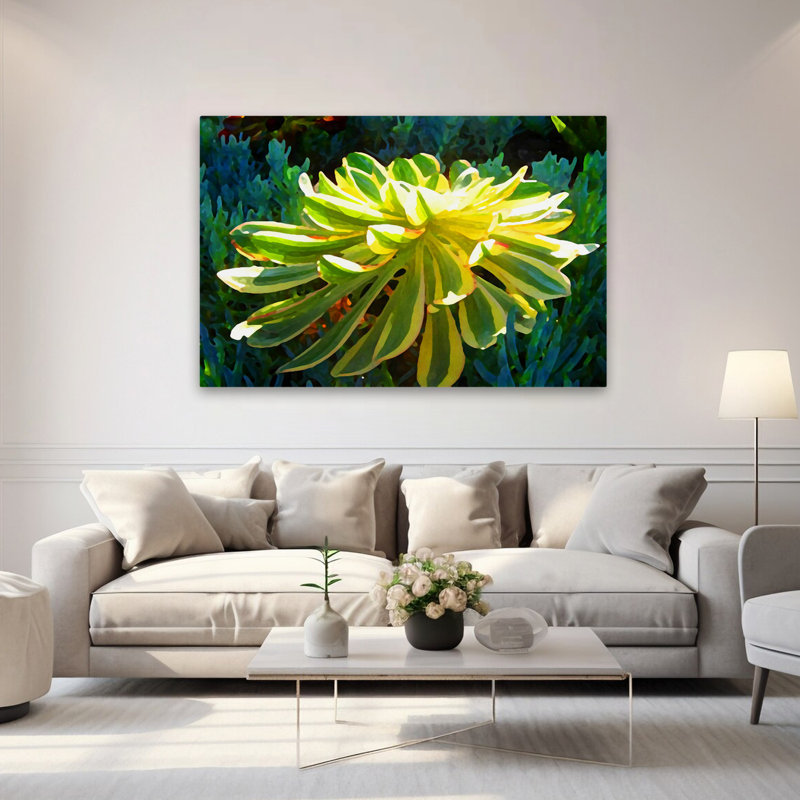 Plantes, fleurs, abstrait, paysage, nature, soleil levant, art mural, H 40 po x l 60 po