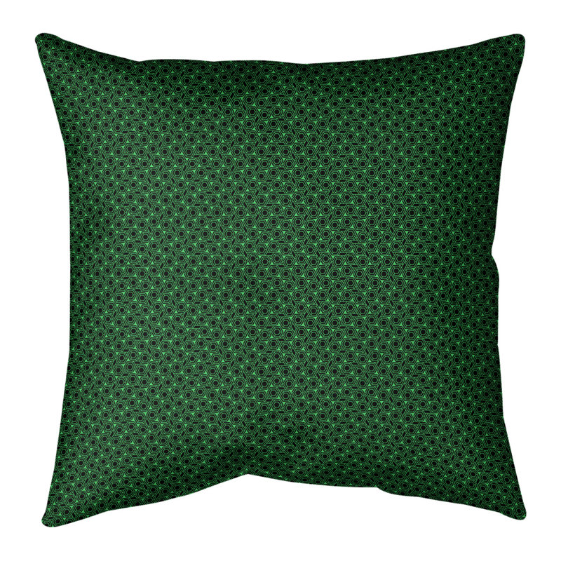 Oreiller carré Katelyn Elizabeth, 14 po x 14 po, Polyester/ Bourre en polyester, Vert/noir