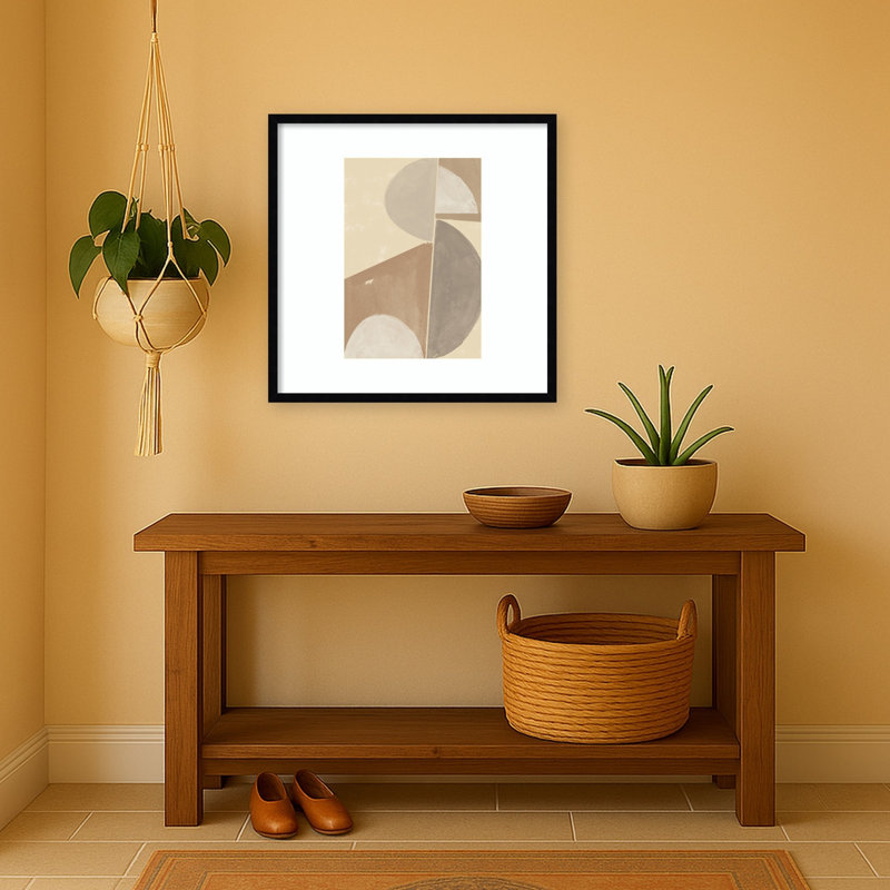 «Geometric Harmony» par The Miuus Studio, impression sur bois encadrée, 25 x 25, Noir Svelte