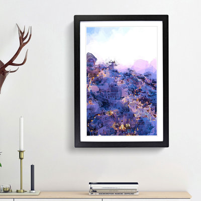 The Oia Santorini Skyline in Greece in Abstract - Picture Frame Graphic Art Print