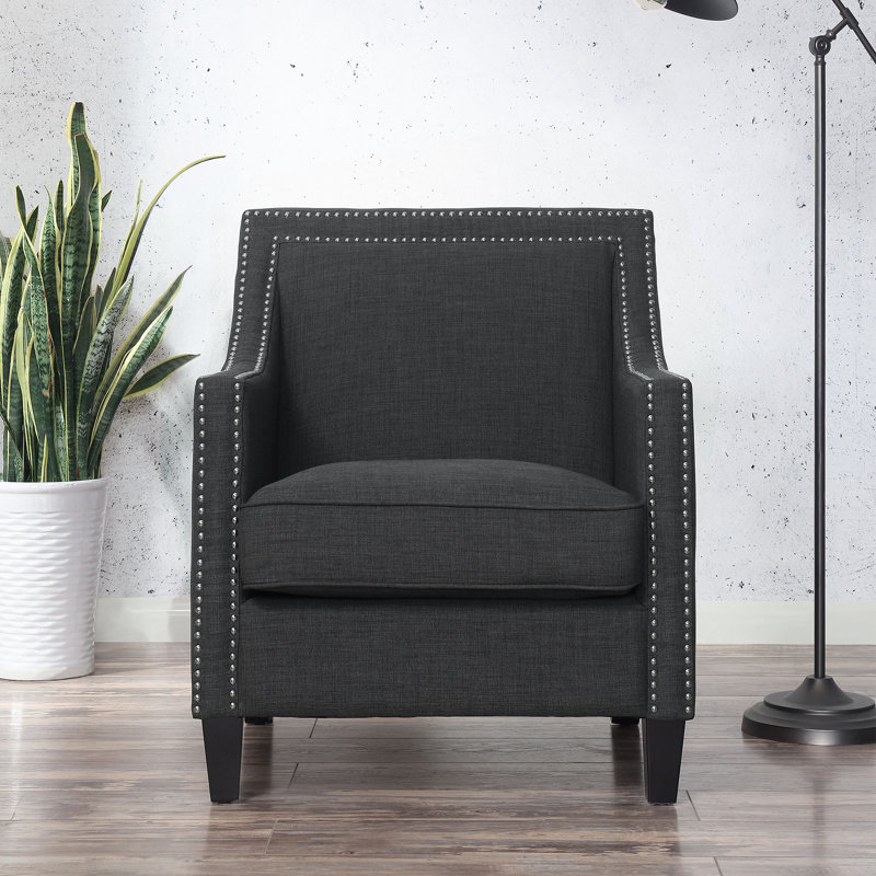 Fauteuil en polyester de 29 po de largeur Damira, Gris anthracite