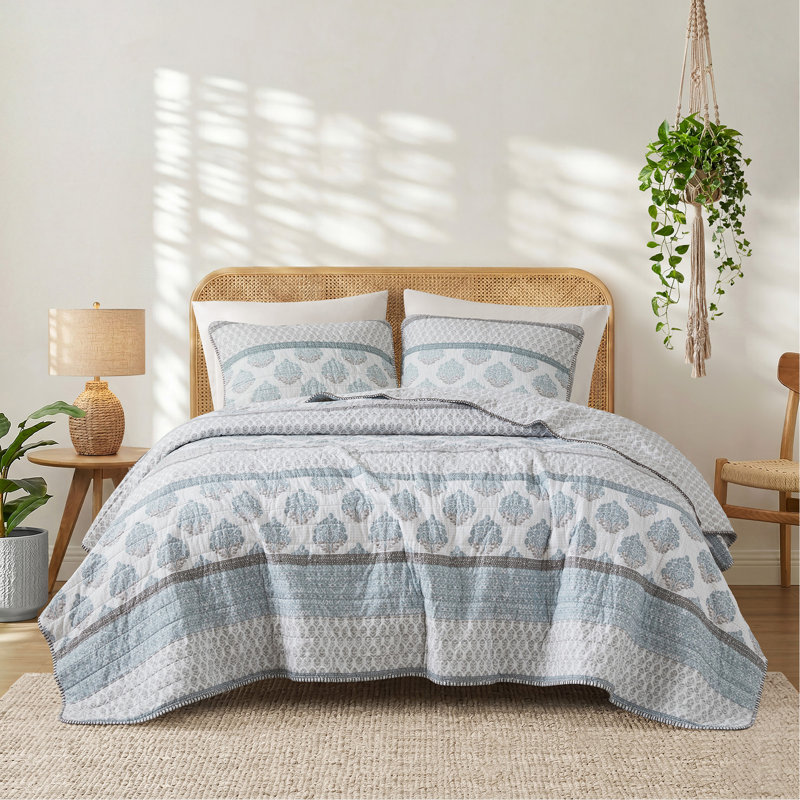 Ensemble de courtepointe pour lit double / grand 3 pièces, turquoise