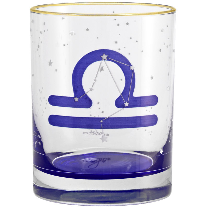 Verre à whisky double à rebord doré 14 oz 22 kt Culver Libra Zodiac (Balance)