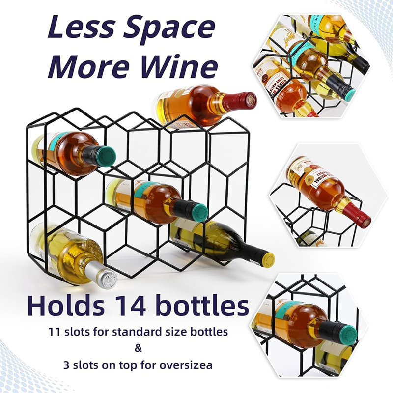 Support à vin 14 bouteilles pour comptoir, porte-bouteilles à 3 niveaux