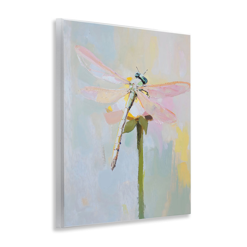 Plaque murale Pastel Dragonfly Landing, design par The Prints Vibe