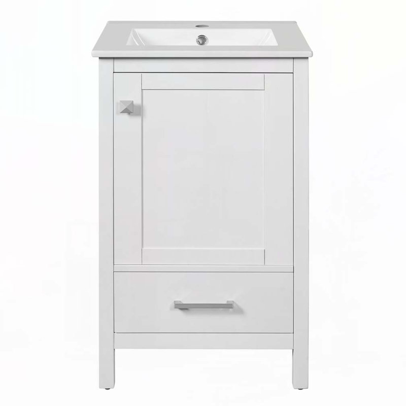 Meuble-lavabo de salle de bain avec lavabo en céramique, Blanc