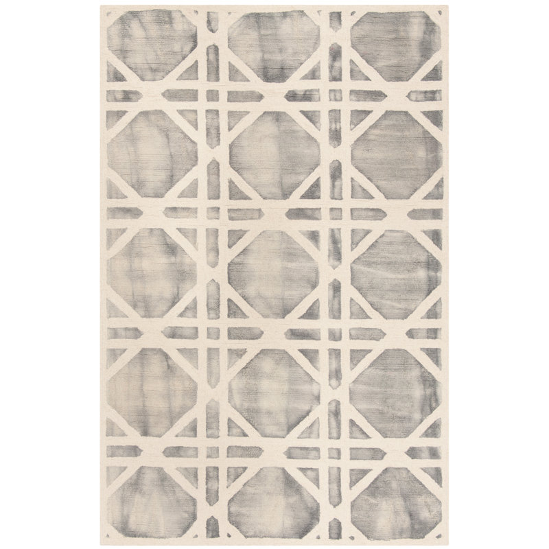 Tapis géométrique en laine touffeté à la main Brynjar, Rectangle 3 pi x 5 pi