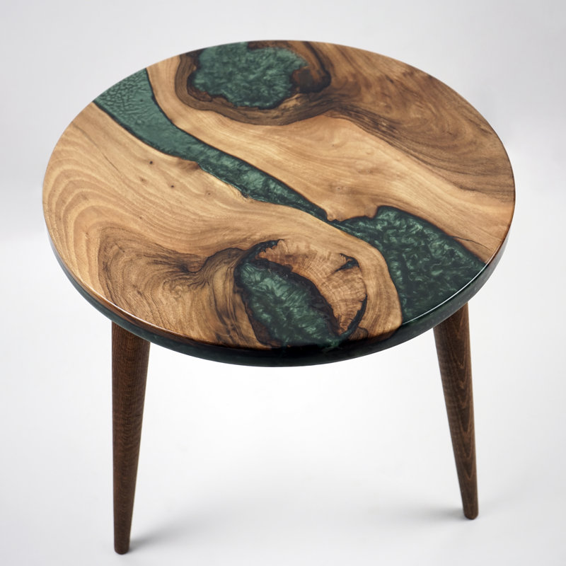 Table basse ronde en bois Abagayle, Vert