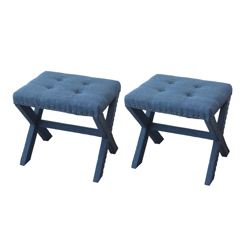 Solid + Manufactured Wood Accent Stool, Blue