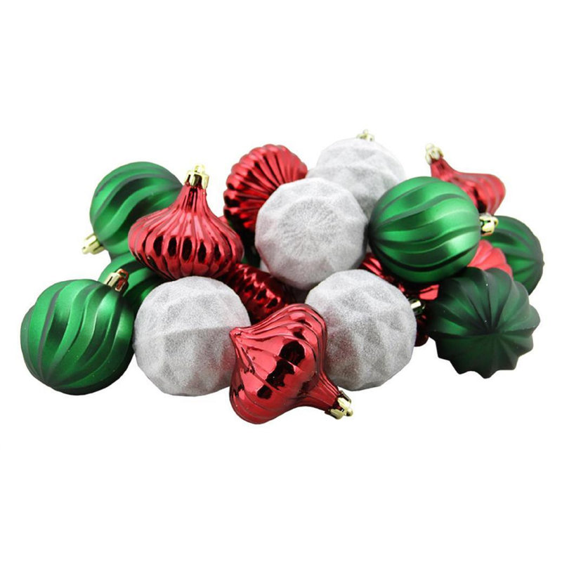 Ornement de Noël rouge et vert incassable, Rouge / Vert / Blanc