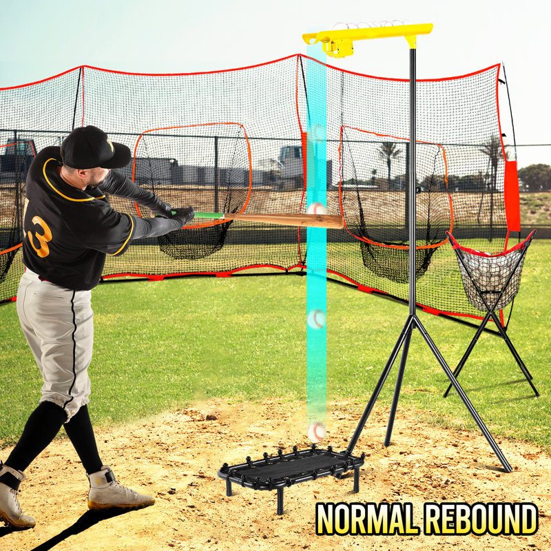 Baseball Soft Toss Machine With Rebound Net,Electric Motor Soft Toss Training System Hold Up To 8 Balls,Height And Speed Adjustable Baseball Pitching Machine
