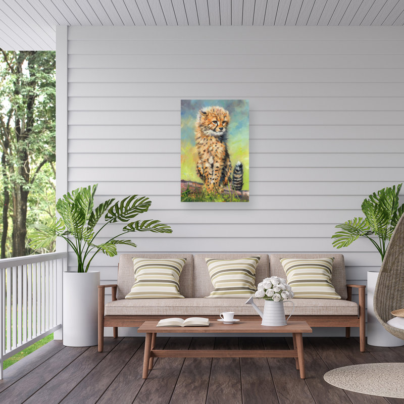 Le bébé guépard se réveille David! Toile d'extérieur, H 12 po x l 19 po