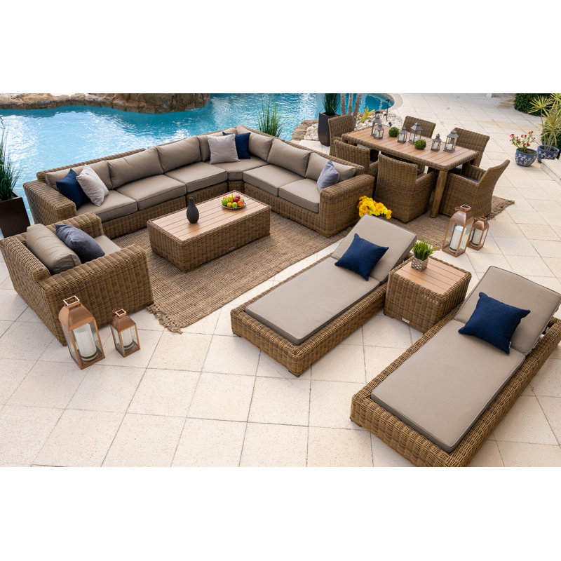 Ensemble de mobilier d'extérieur 16 pièces Malmo, Taupe, Naturel