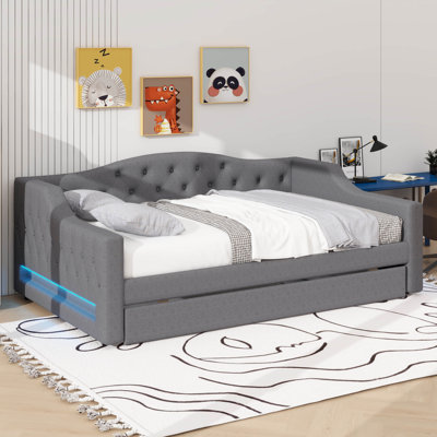 Full XL Daybed Equipped With LED Light Strip And Trundle Bed by Latitude Run