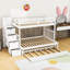 Lit superposé en bois à 4 tiroirs Dothan avec lit gigogne simple Dothan-2145966640