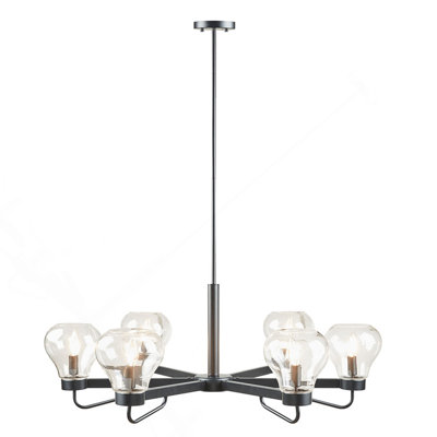 6-Light Chandelier With Bowl Shaped Glass Shades