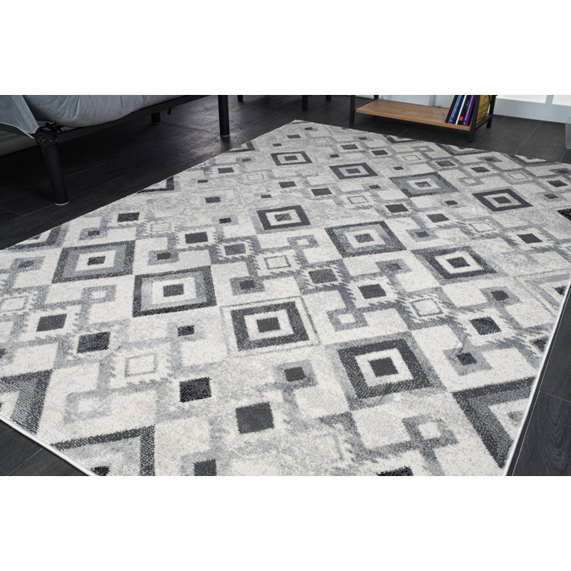 Tapis gris / noir Purcellville, Rectangle 5 pi 2 po x 7 pi 6 po