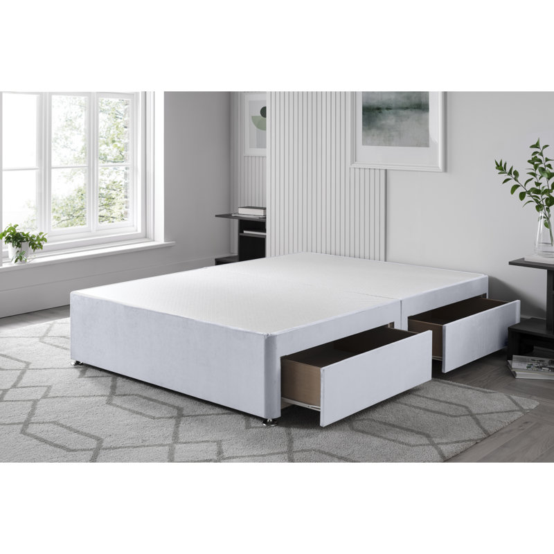 Plush Divan Bed Base, Left Side Drawers, Kingsize (5'), White