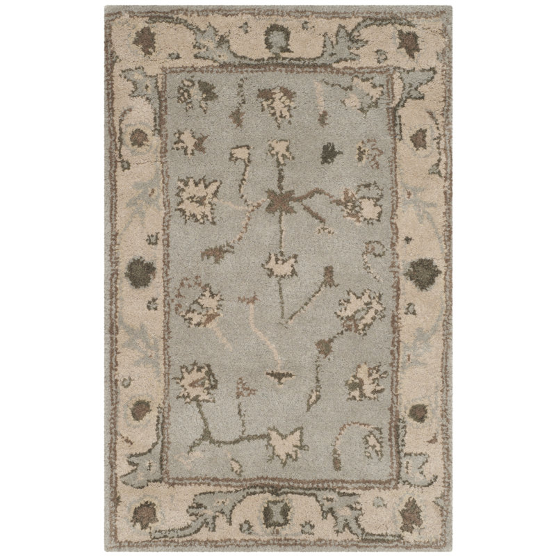Tapis beige / gris en laine touffeté à la main Newfields, Rectangle 2 pi x 3 pi