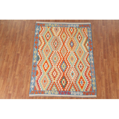 Reversible Wool Kilim Oriental Area Rug 5x7