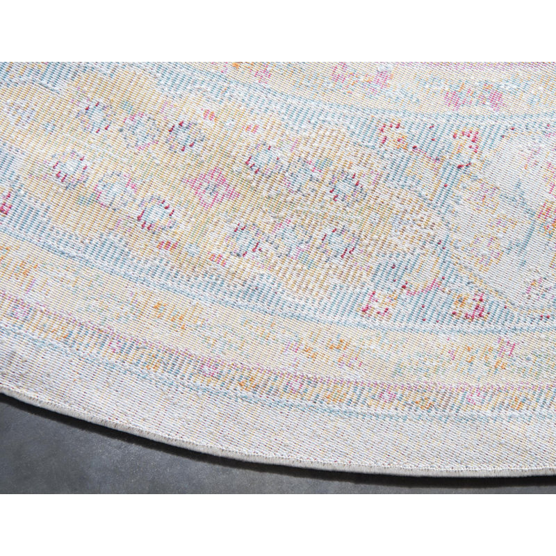 Folmar Geometric Area Rug, Round 6'1"