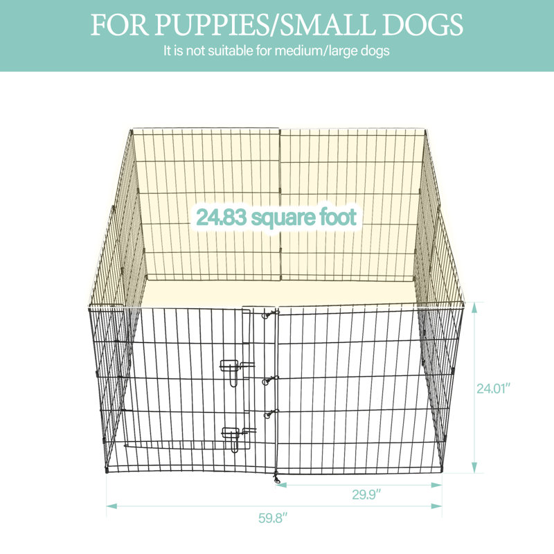 Clôture d'exercice pour chien robuste en métal pliable 8 panneaux