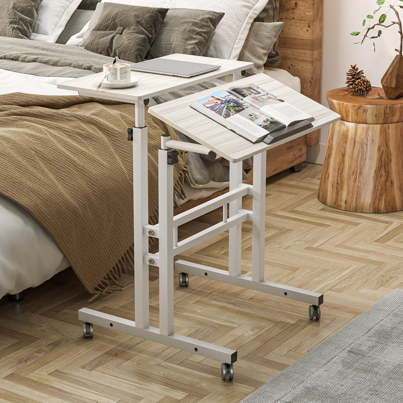 Crumpton Adjustable Metal Base Desk, Maple