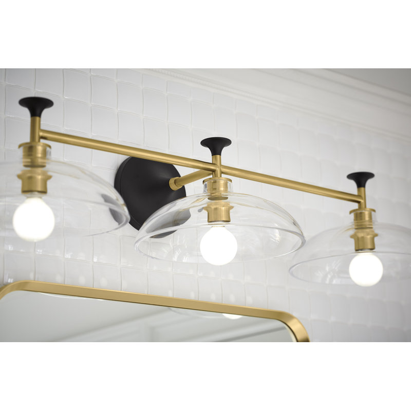 Tone 3 Light Indoor Bathroom Vanity Light Fixture, UL Listed, Polished Chrome/Matte Black