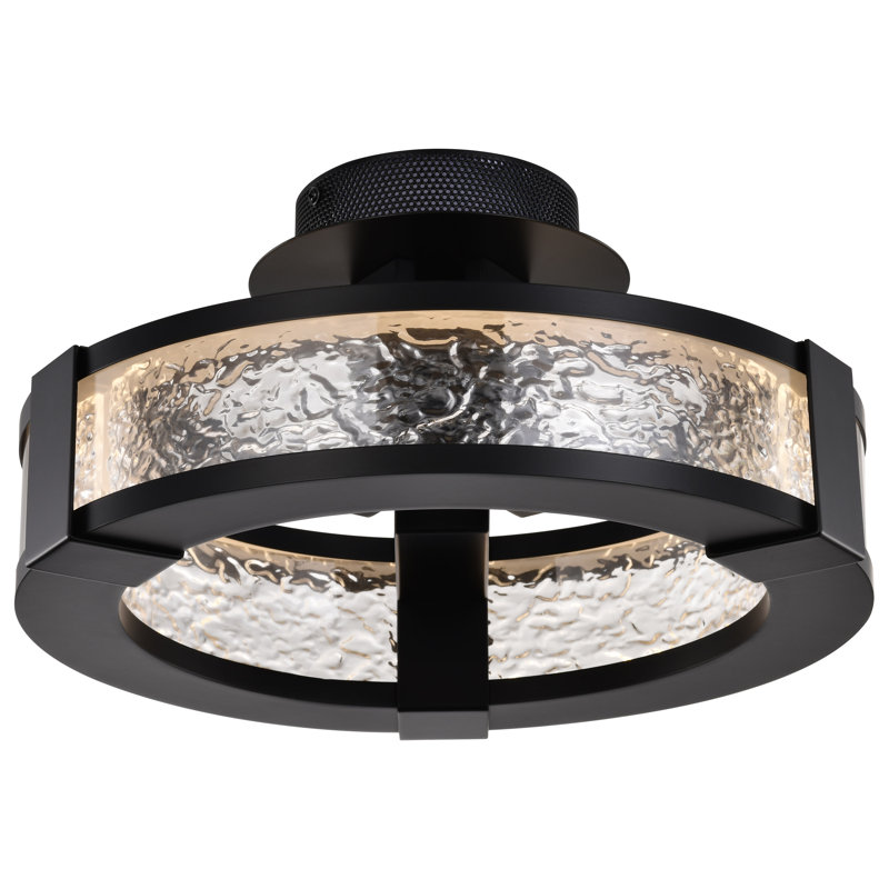 Peitsa - 13 Inch LED Semi Flush - Acrylic Panels, Matte Black