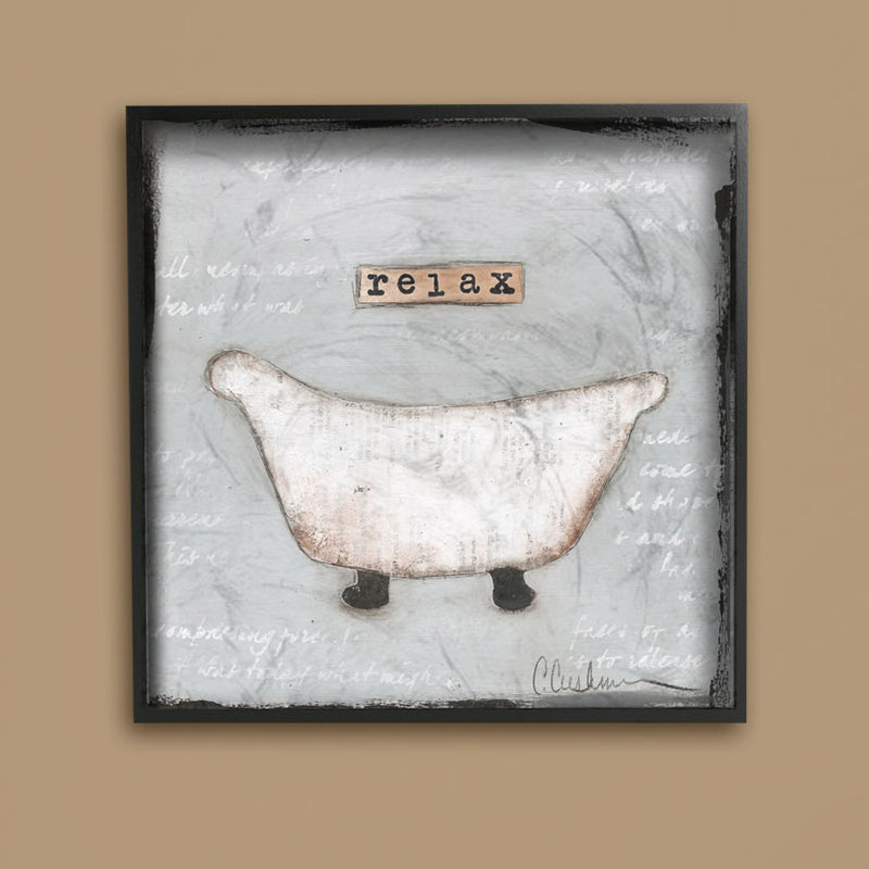 «Relax Bathaign Pastels Bath», impression sur toile, Giclée encadrée noir minuit, H 12 po x l 12 po x P 1,5 po