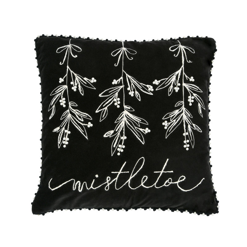 Embroidered Cotton Reversible Throw Pillow
