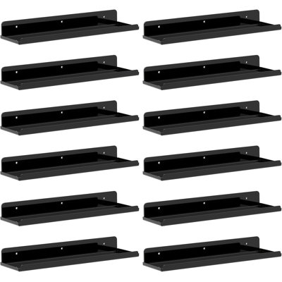 Floating Shelves For Wall, 12 Pack Acrylic Shelves For Storage And Display, Sturdy Wall Mounted Shelves For Books, Vinyl Records, Photos, And Decor In Living Room, Bedroom, Bathroom, Kitchen