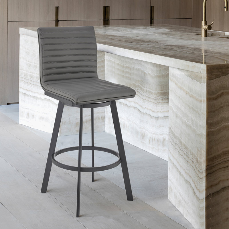 Chaise de bar pivotante 26 po en similicuir et fer