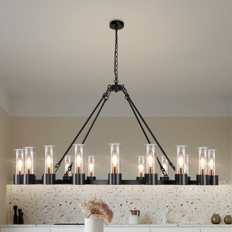 20-Light 46.06”Wagon Wheel Chandelier Black Chandelier Farmhouse Chandelier For Living room
