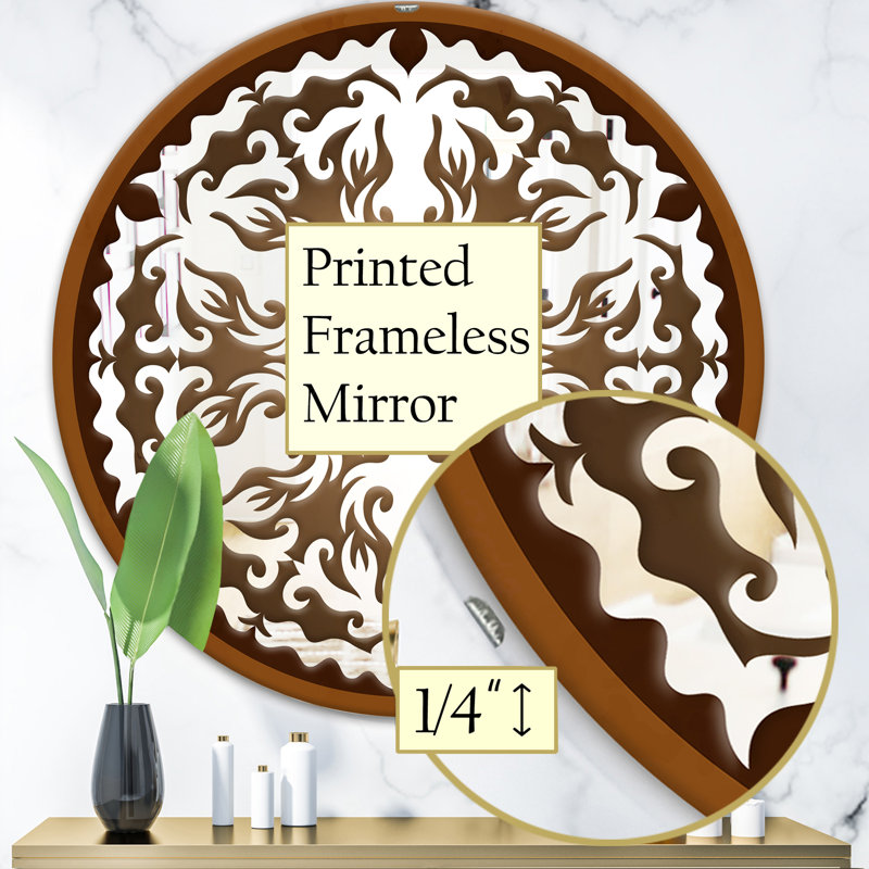 Mandala brun - miroir bohémien et éclectique, H 23,6 po x l 23,6 po