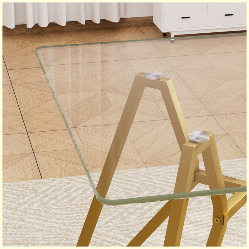 35.4-inch square tempered glass dining table
