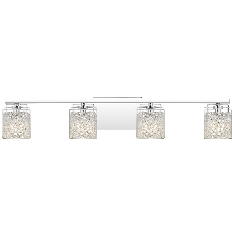 Éclairage pour salle de bain 4 lumières à intensité variable en chrome poli Heslton