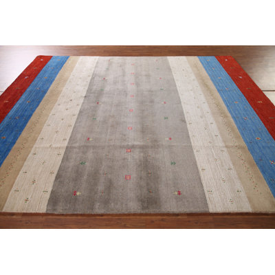 Tapis indien rayé Gabbeh 8 x 9