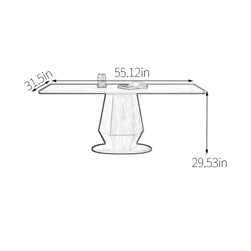 Viens Sintered Stone Dining Table, 29.53" H x 55.12" L x 31.5" W