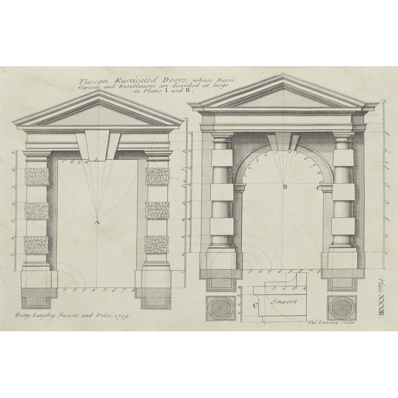 Tuscan Rusticated Doors by Langley - Wrapped Canvas Print, 30cm H x 46cm W x 3.8cm D