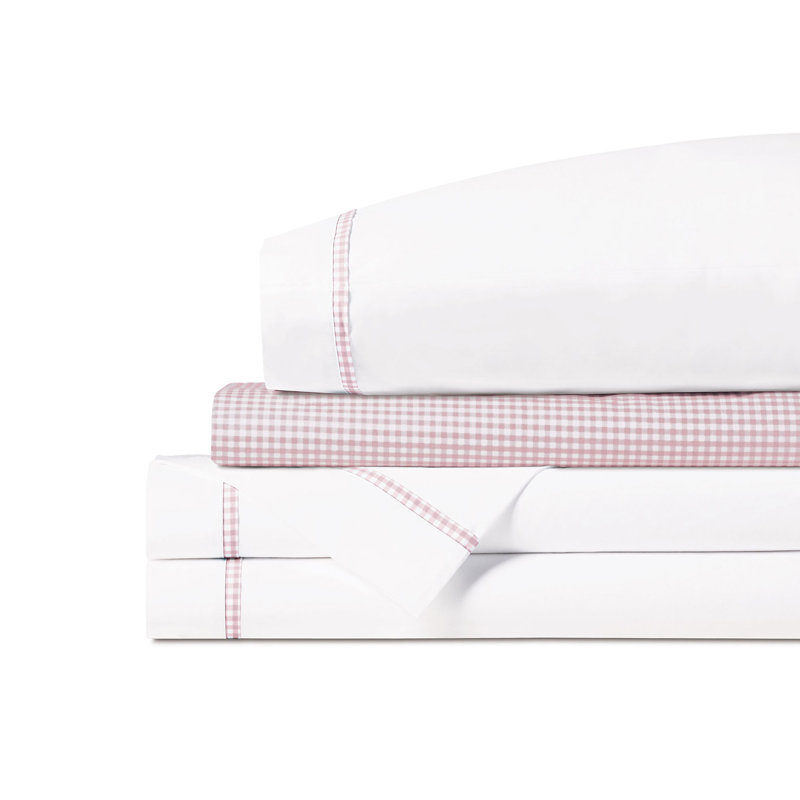 Malaya 100% Cotton Gingham Sheet Set, Pink Gingham