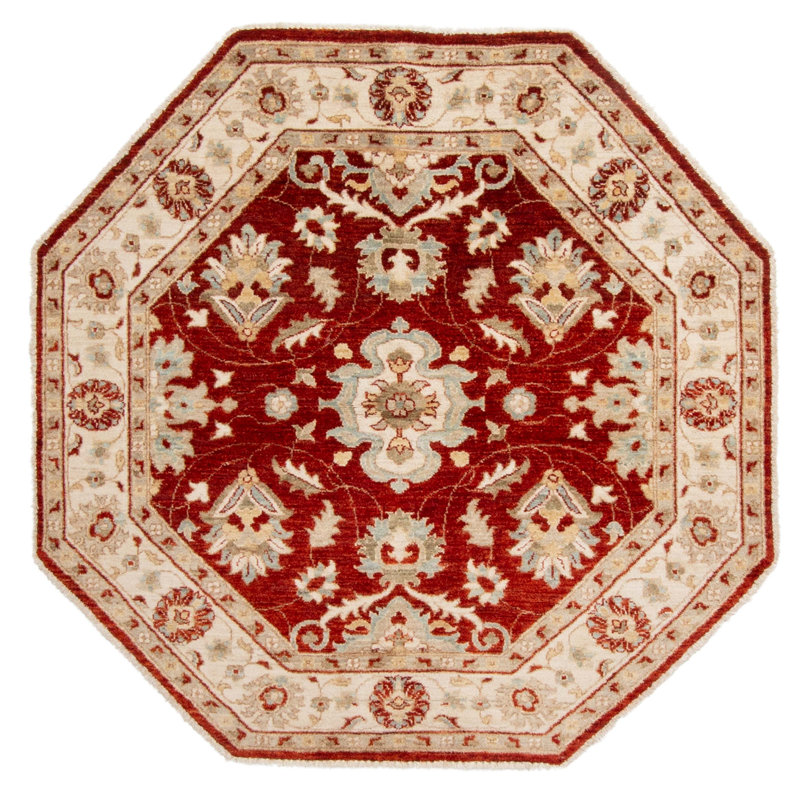 Tapis rouge Peshawar Oushak 5 pi 1 po x 5 pi 1 po