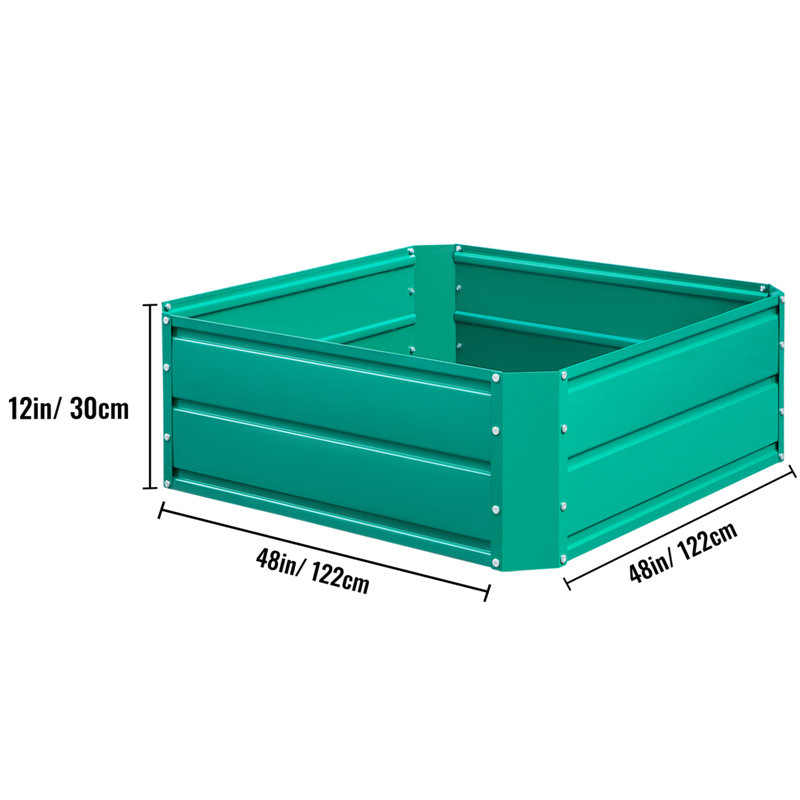 Cartan Metal Raised Garden Bed, Green , 12" H x 48" W x 48" D