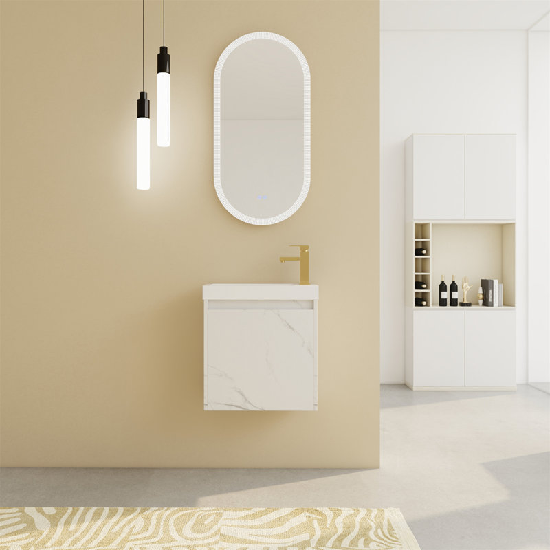 35 19.7'' Wall Mounted Single Bathroom Vanity Base Only, White