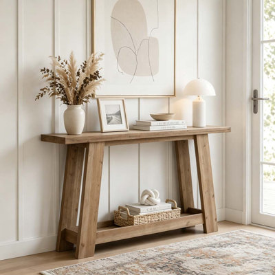 Narrow Sofa Table,Two-Tier Console Table