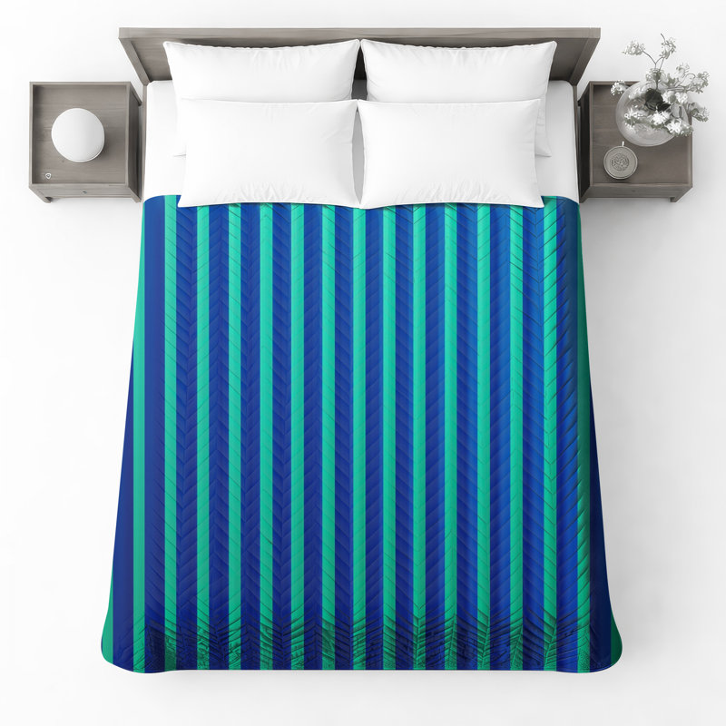 Blue Vertical Stripes Bedding Stripes Bedspread Pattern, Twin