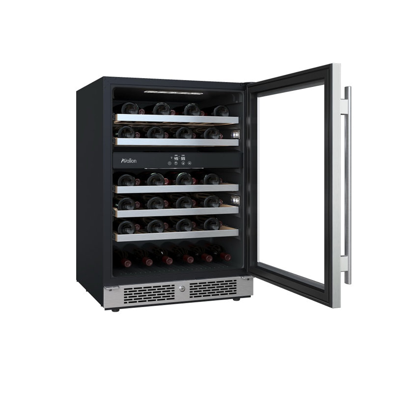 45 Bottle and 15 Can Dual Zone Built-In Wine Refrigerator, Left Handed