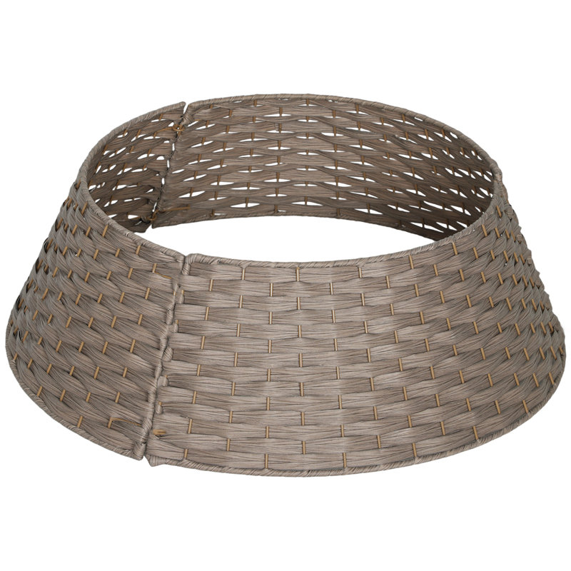 Collier pour arbre de Noël rustique de 27 pouces, jupe d'arbre de Noël tissée en plastique, housse de base pour fête, vacances, décoration intérieure, café