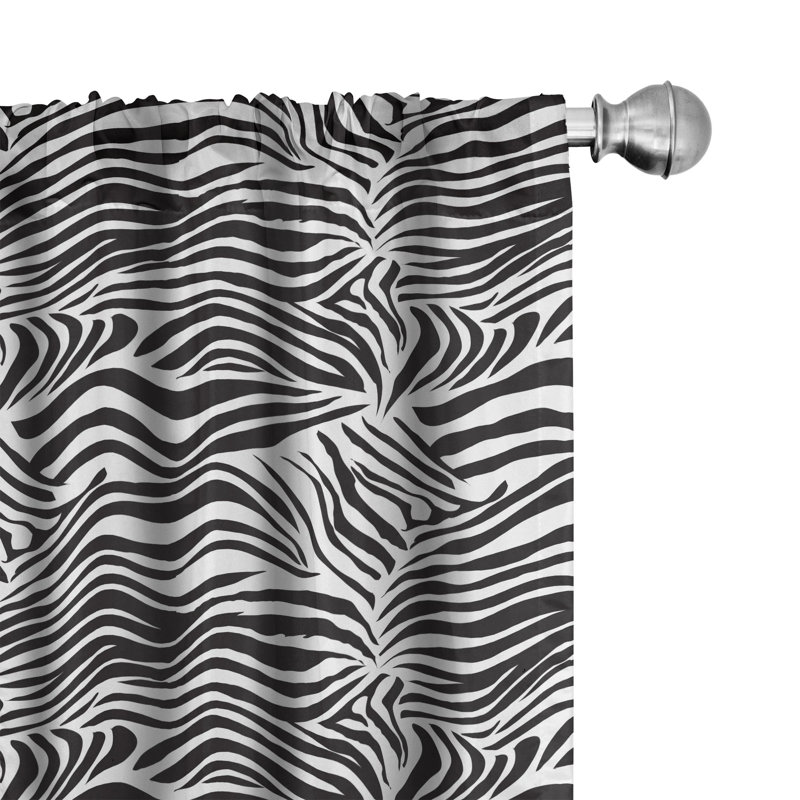 Zebra Animal Print Semi-Sheer Rod Pocket Sliding Panel, 28" x 63"