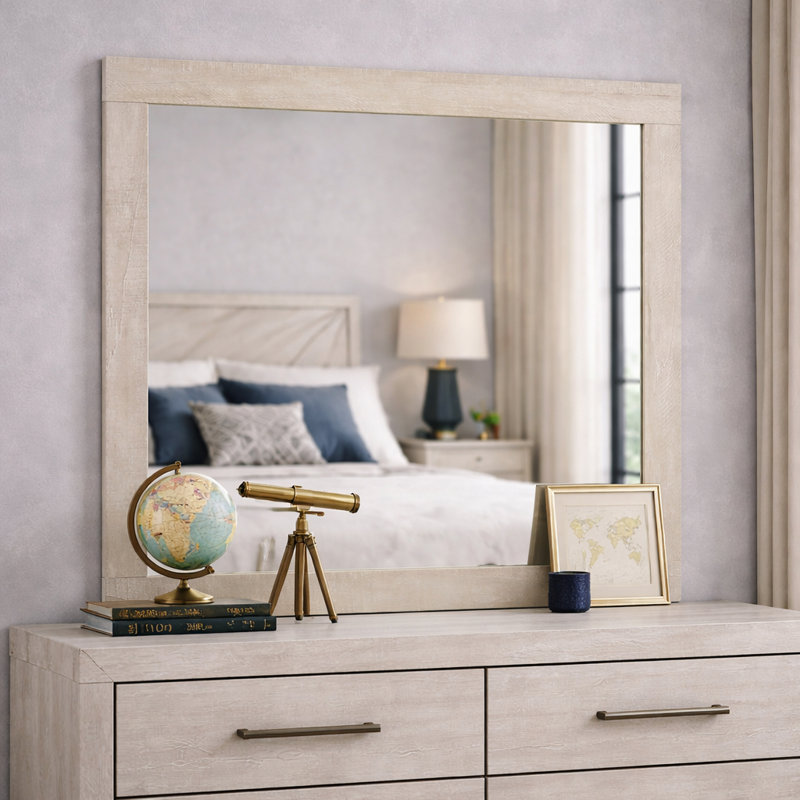 Mittal 37" Framed Mirror- Gray Oak Finish
